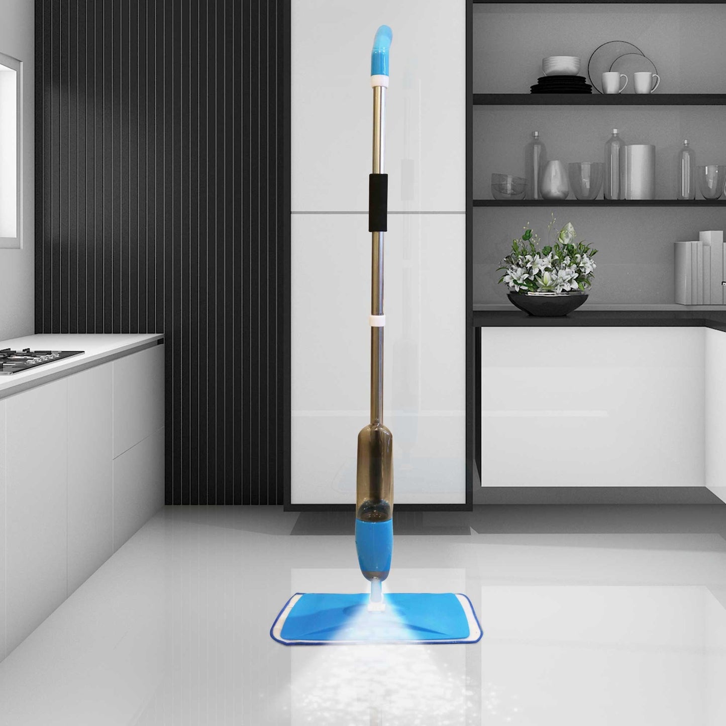 Spray Mop Blue Cleaning Water Spraying Refillable Bottle Kitchen Tile Flooring Cleaner Mop