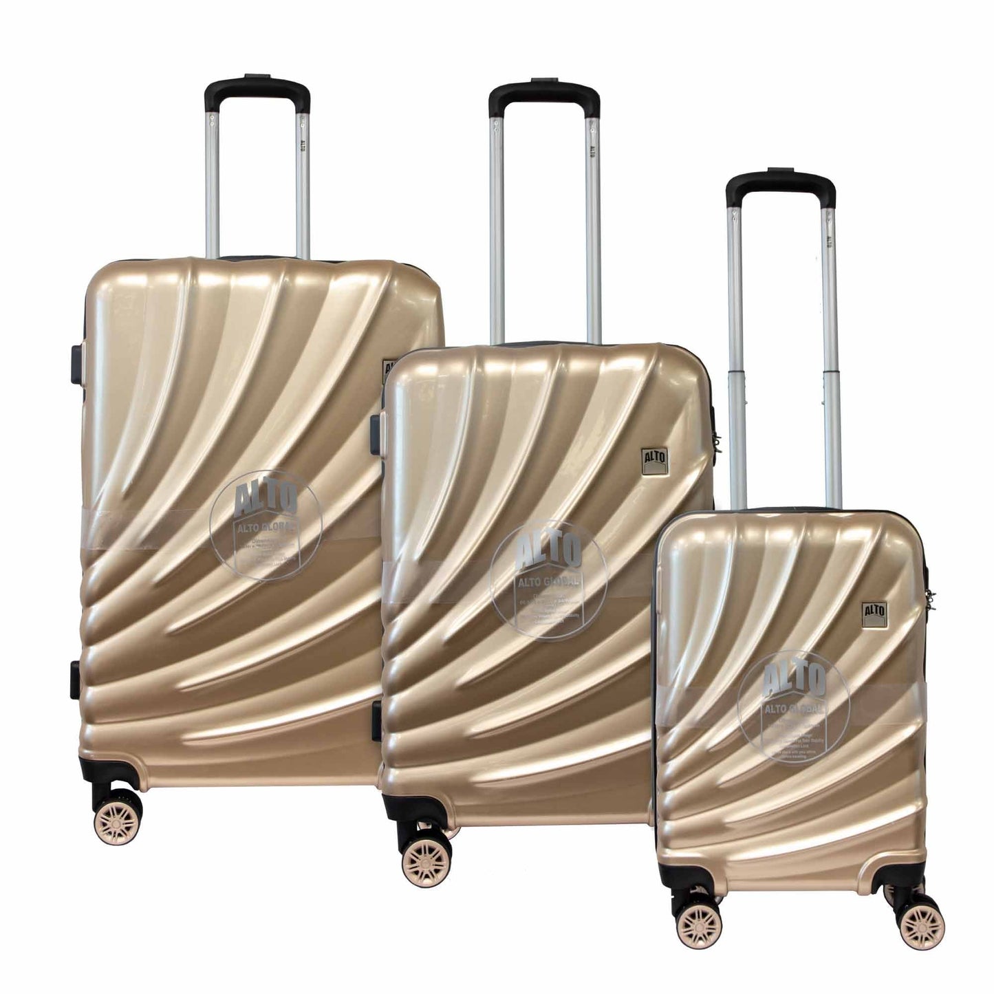 Alto Global Gloss ABS Luggage Suitcase Gold - 3 Sizes - 20 24 and 28inch