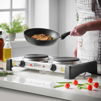 Lewis's Hotplate Twin - Stainless Steel