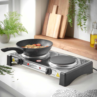 Lewis's Hotplate Twin - Stainless Steel