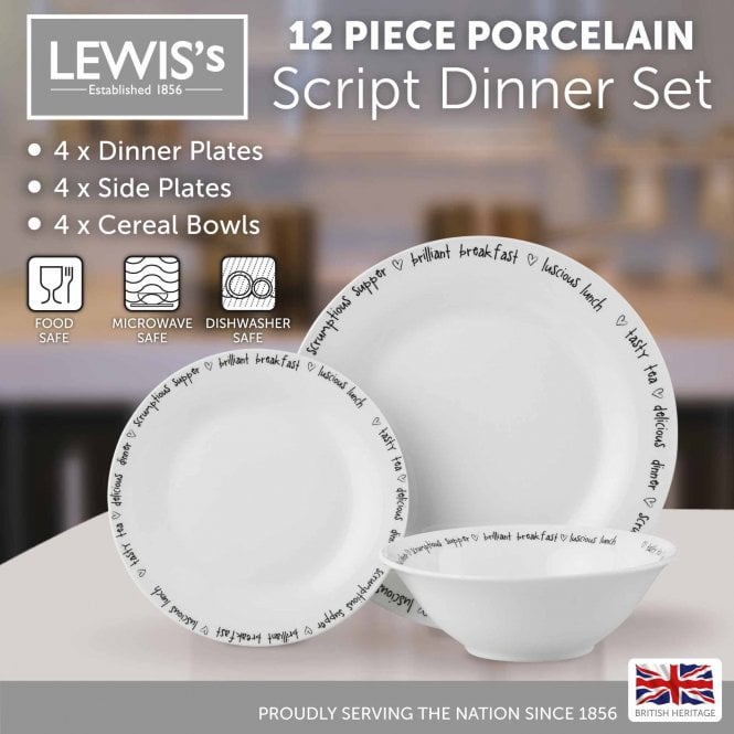 Lewis's 12 Piece Dinner Set - Decal