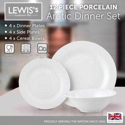 Lewis's 12 Piece Dinner Set - Arctic White