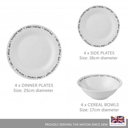 Lewis's 12 Piece Dinner Set - Decal