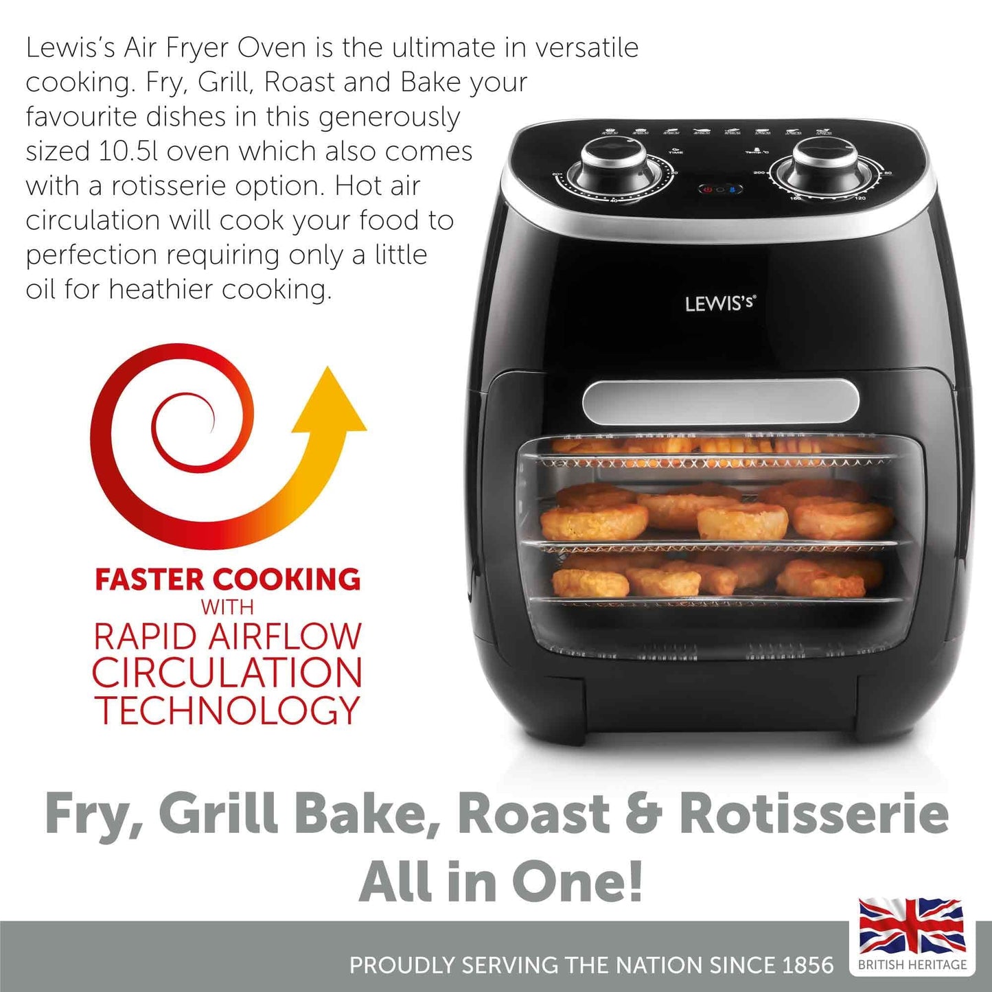 Lewis's Air Fryer Oven 10.5L - Black