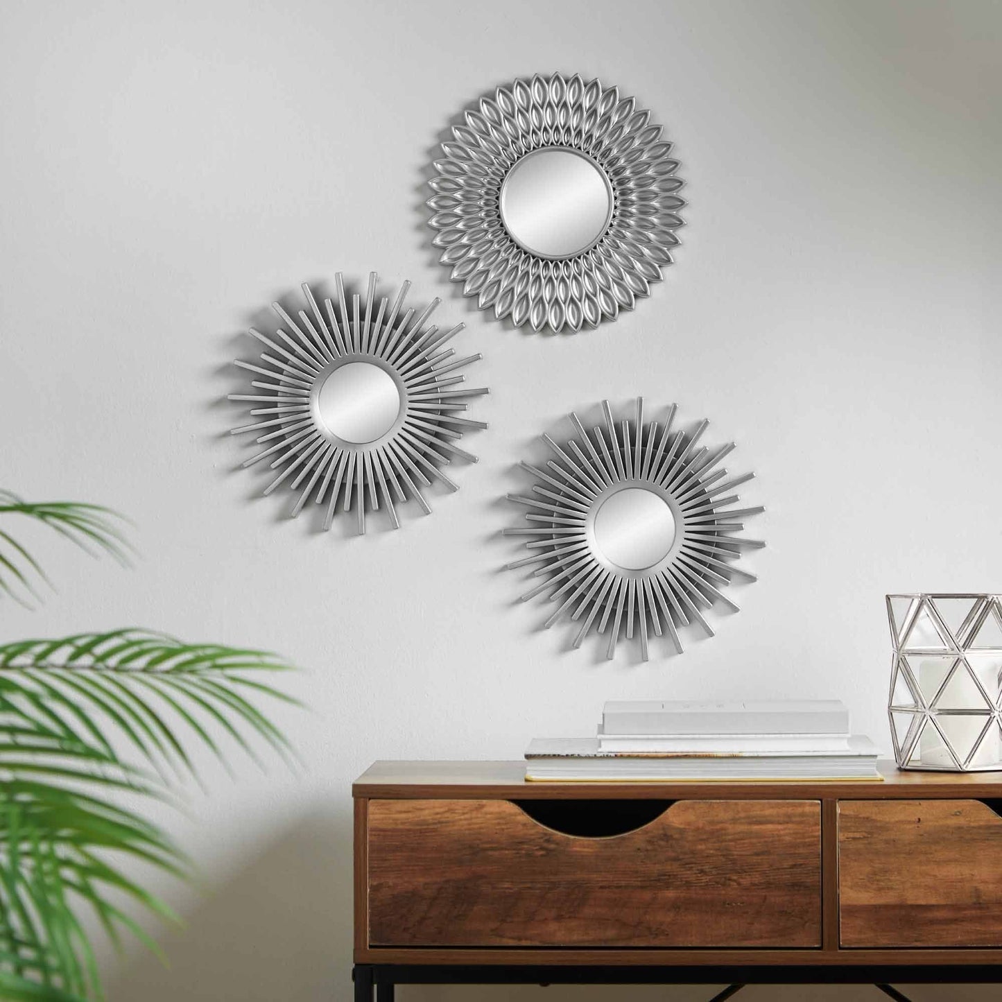 Lewis's Set of 3 Starburst Vanity Mirrors - Silver - Home Living Decorative