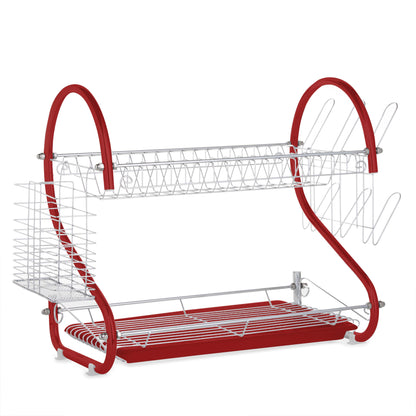 Lewis's 2 Tier Dish Drainer for Kitchen Sink - Red