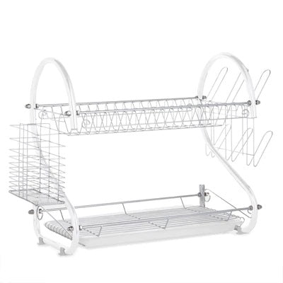 Lewis's 2 Tier Dish Drainer for Kitchen Sink - Chrome