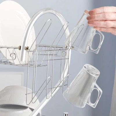 Lewis's 2 Tier Dish Drainer for Kitchen Sink - Chrome