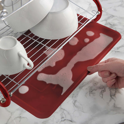 Lewis's 2 Tier Dish Drainer for Kitchen Sink - Red