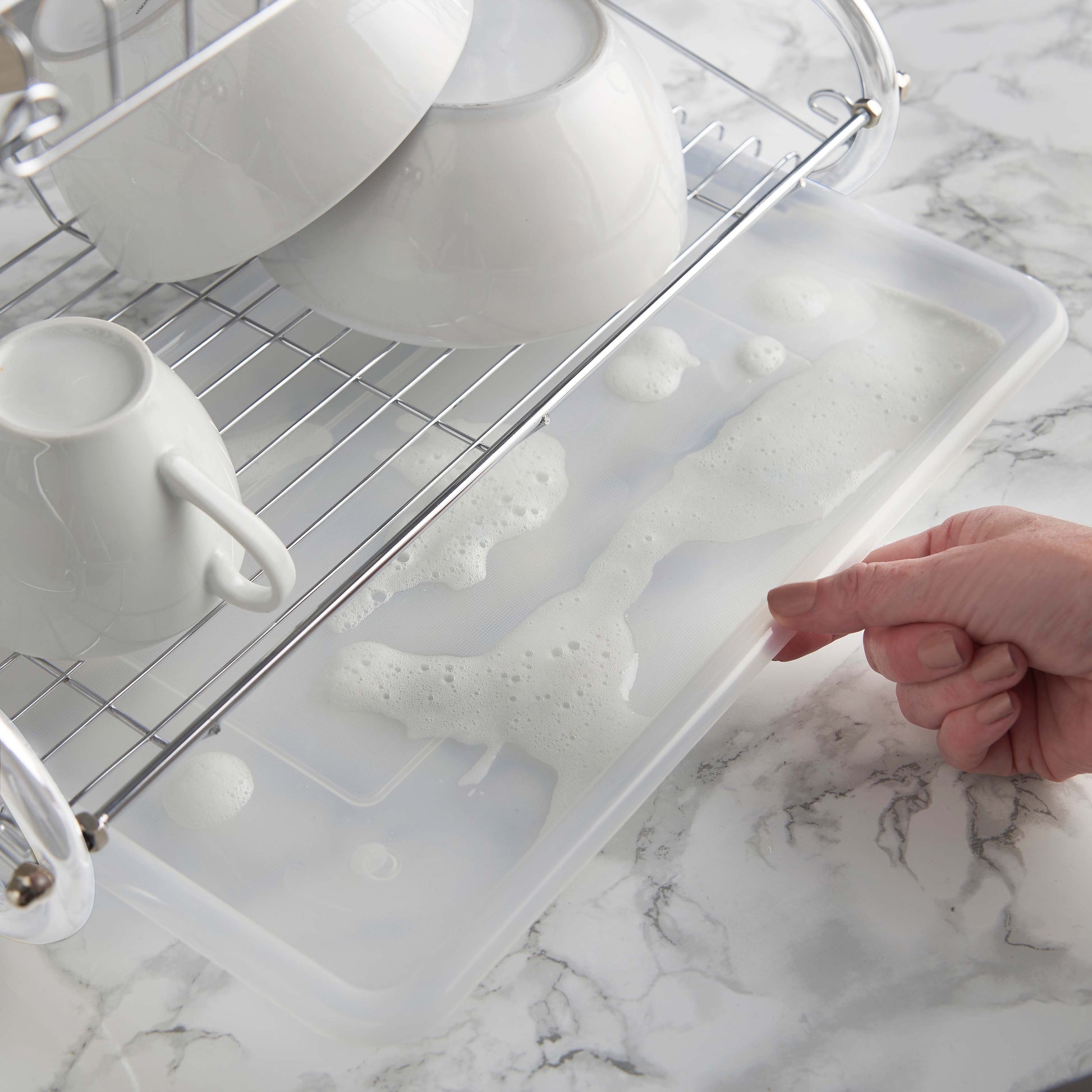 Lewis's Tier Dish Drainer for Kitchen Sink White