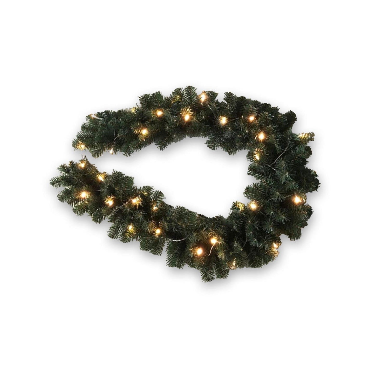 Christmas Sparkle Green Artificial Pre-Lit Garland with Timer - 6ft 1.8m