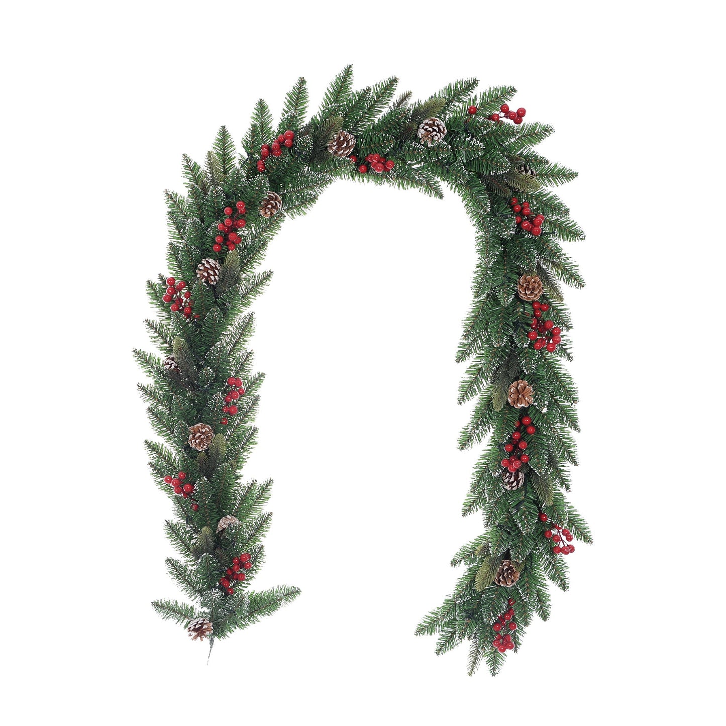 Christmas Sparkle Garland Green Pinecones with Red Berries 2m