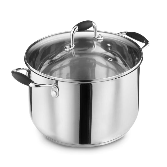 Lewis's 24cm Stainless Steel Stockpot Cooking Pot With Glass Lid Cookware
