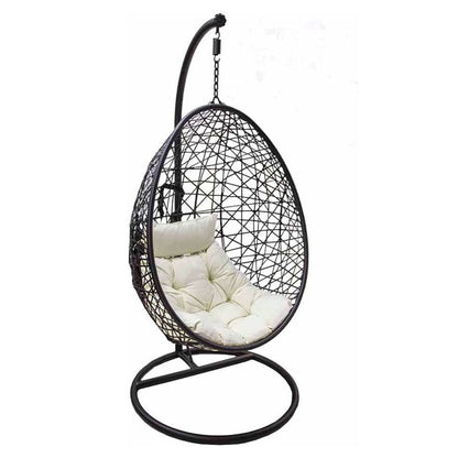 Silver & Stone Hanging Cocoon Rattan Single Egg Chair - Black