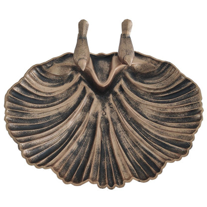 Silver & Stone Outdoor Bird Bath Clam Style 80cm - Bronze Effect