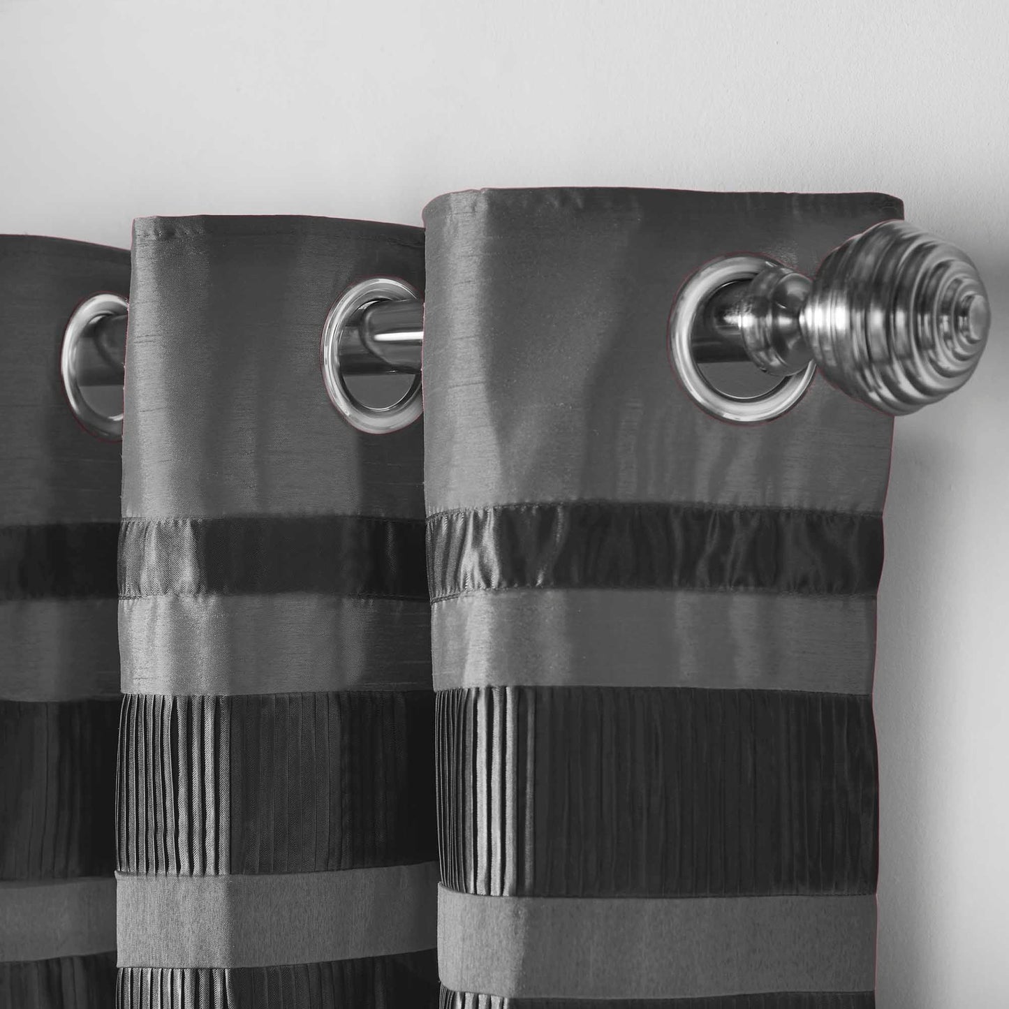 Denver Lined Eyelet Curtains - Charcoal