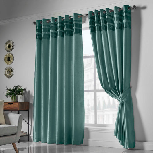 Denver Lined Eyelet Curtains - Jade