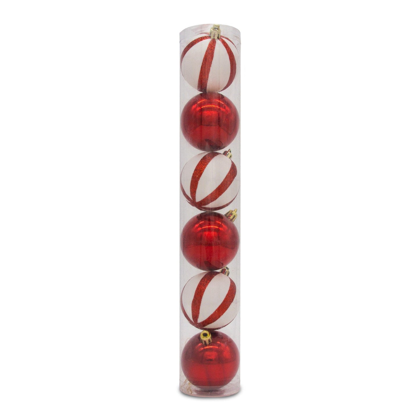 Christmas Sparkle Tube of 6 6cm Shatterproof Baubles in Silver