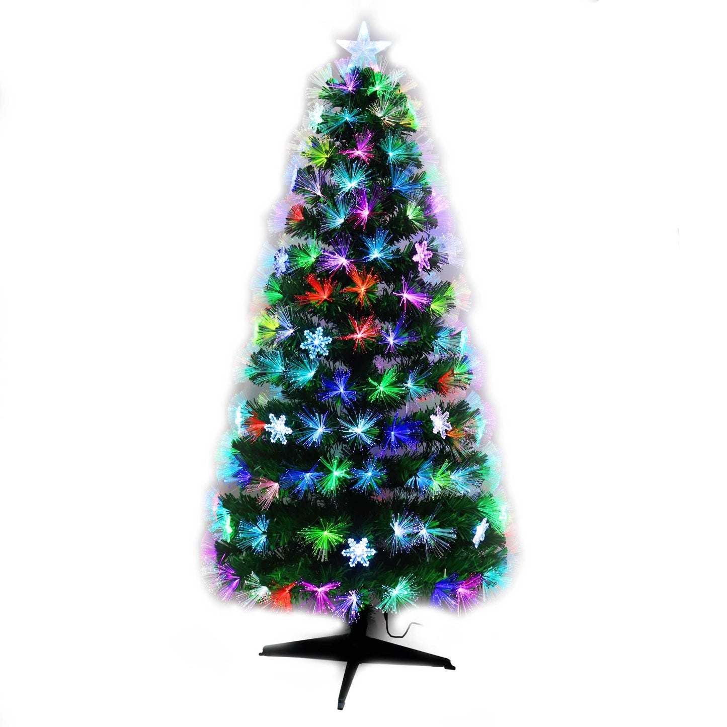 Christmas Sparkle Fibre Optic Christmas Tree with Snowflakes and LED Top Star 5ft 1.5m