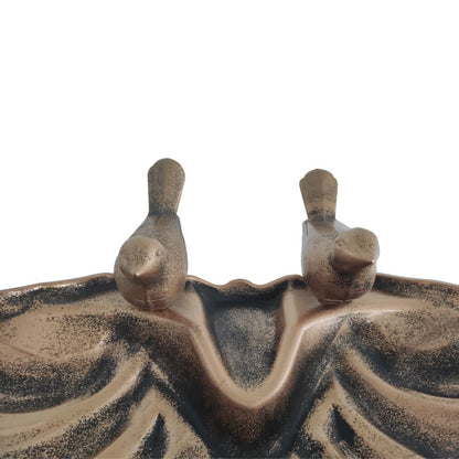 Silver & Stone Outdoor Bird Bath Clam Style 80cm - Bronze Effect