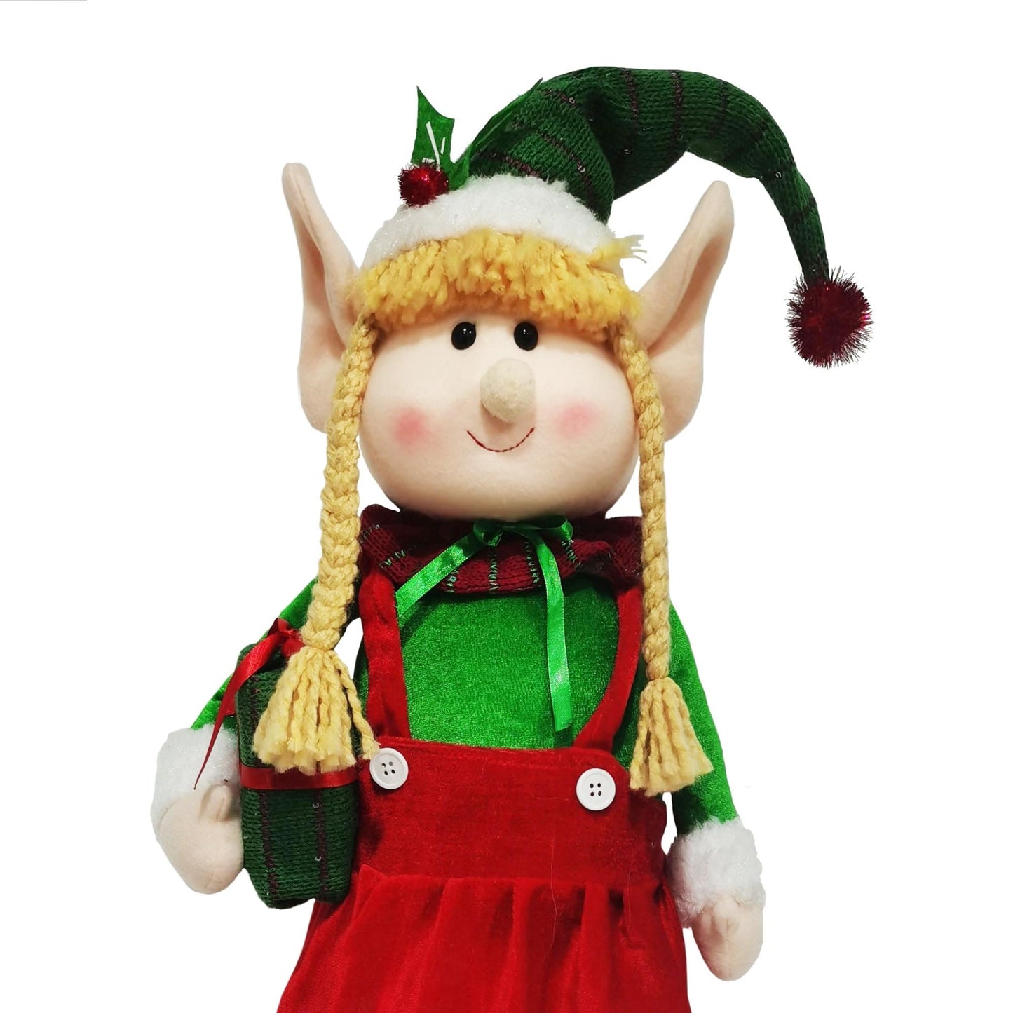 Christmas Sparkle Ethel Elf Standing with Extendable Legs Large 40" in Red Green