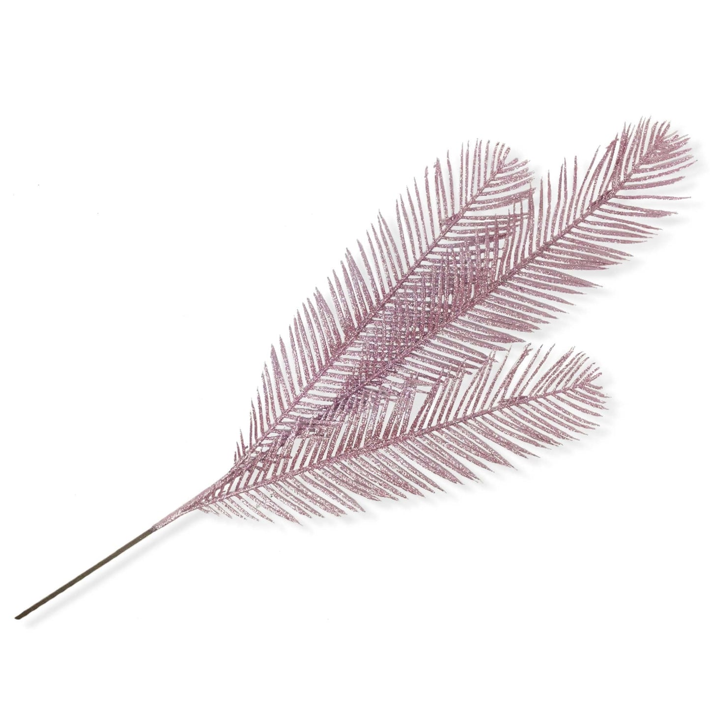 X Large Glitter Feather Branch Stem Pick Christmas Decoration - Pink