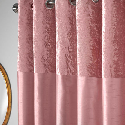 Olivia Velvet Top Eyelet Curtains - Blush