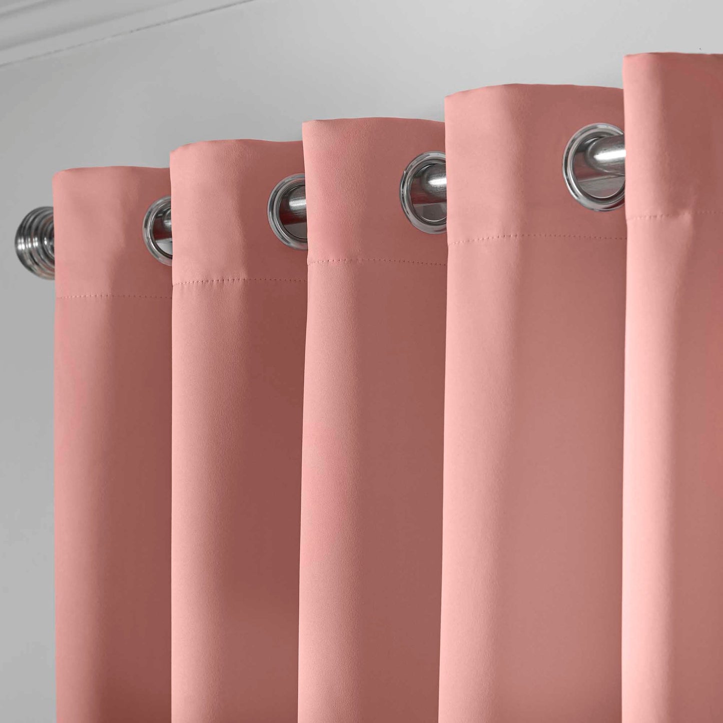 Eclipse Soft Touch Blockout Eyelet Curtains - Blush