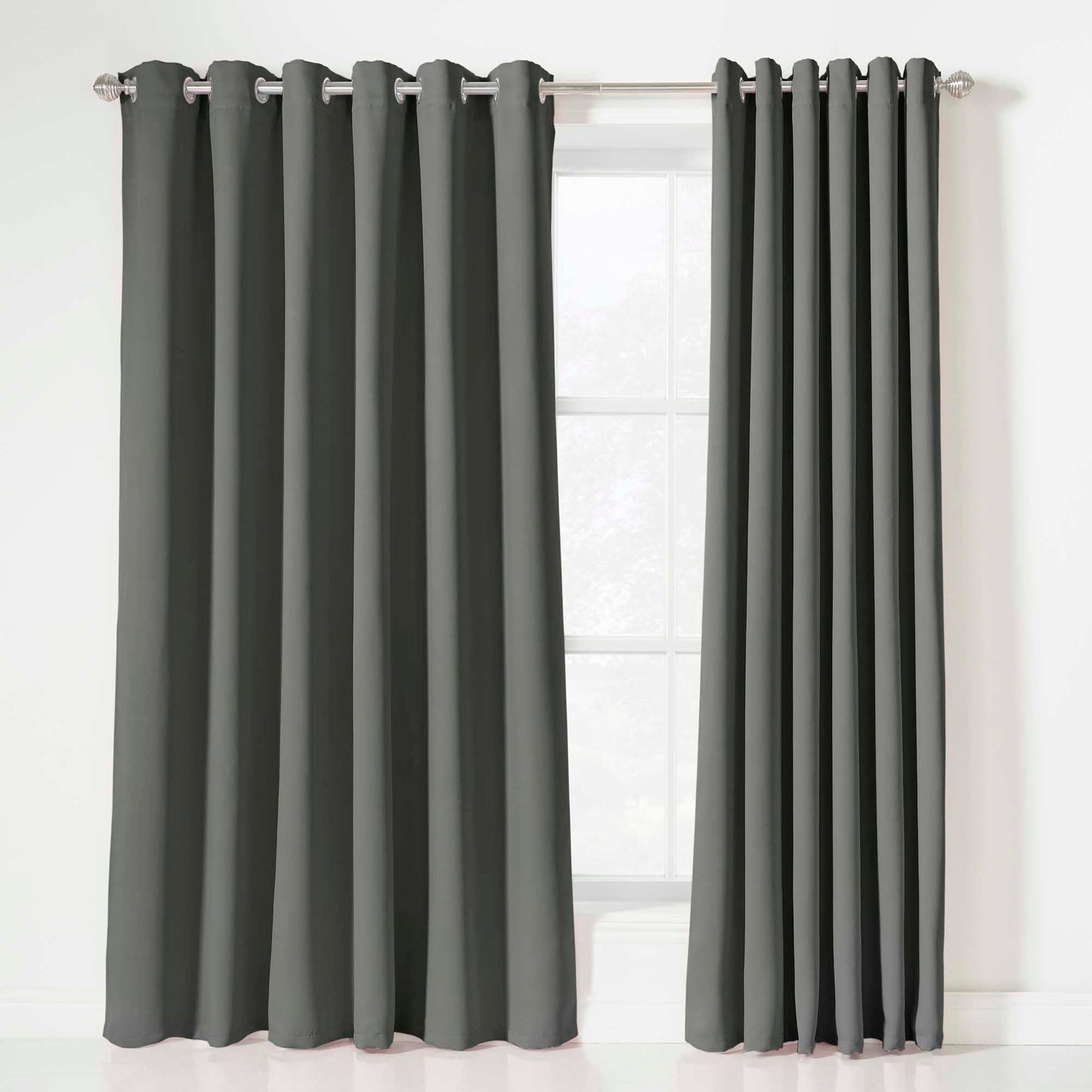 Eclipse Soft Touch Blockout Eyelet Curtains - Grey