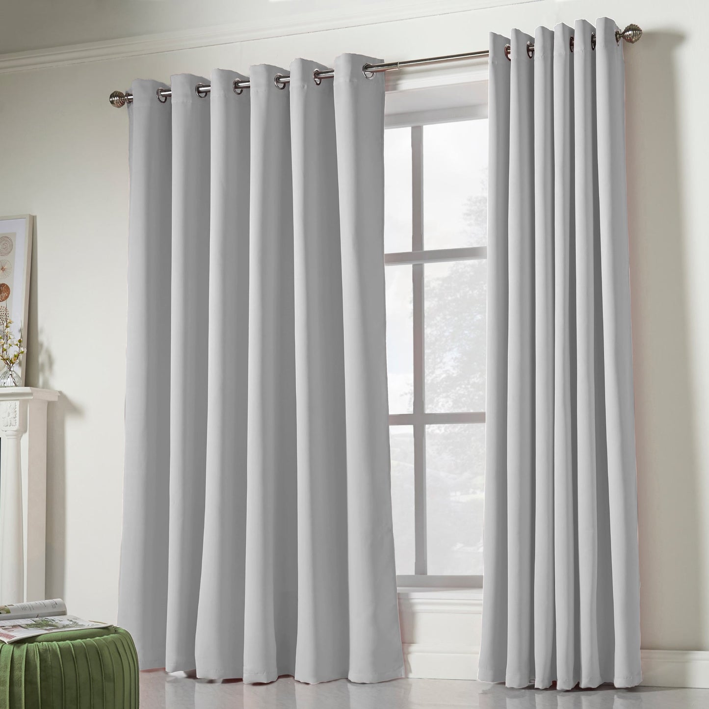Eclipse Soft Touch Blockout Eyelet Curtains - Silver