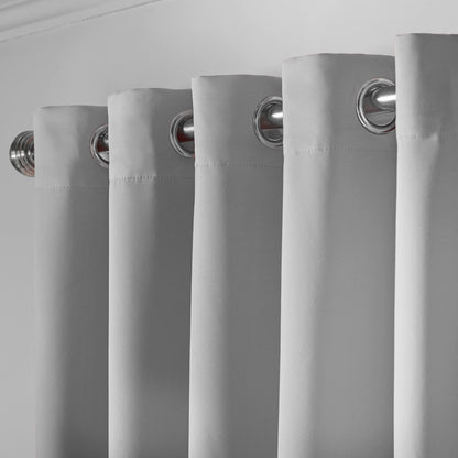 Eclipse Soft Touch Blockout Eyelet Curtains - Silver