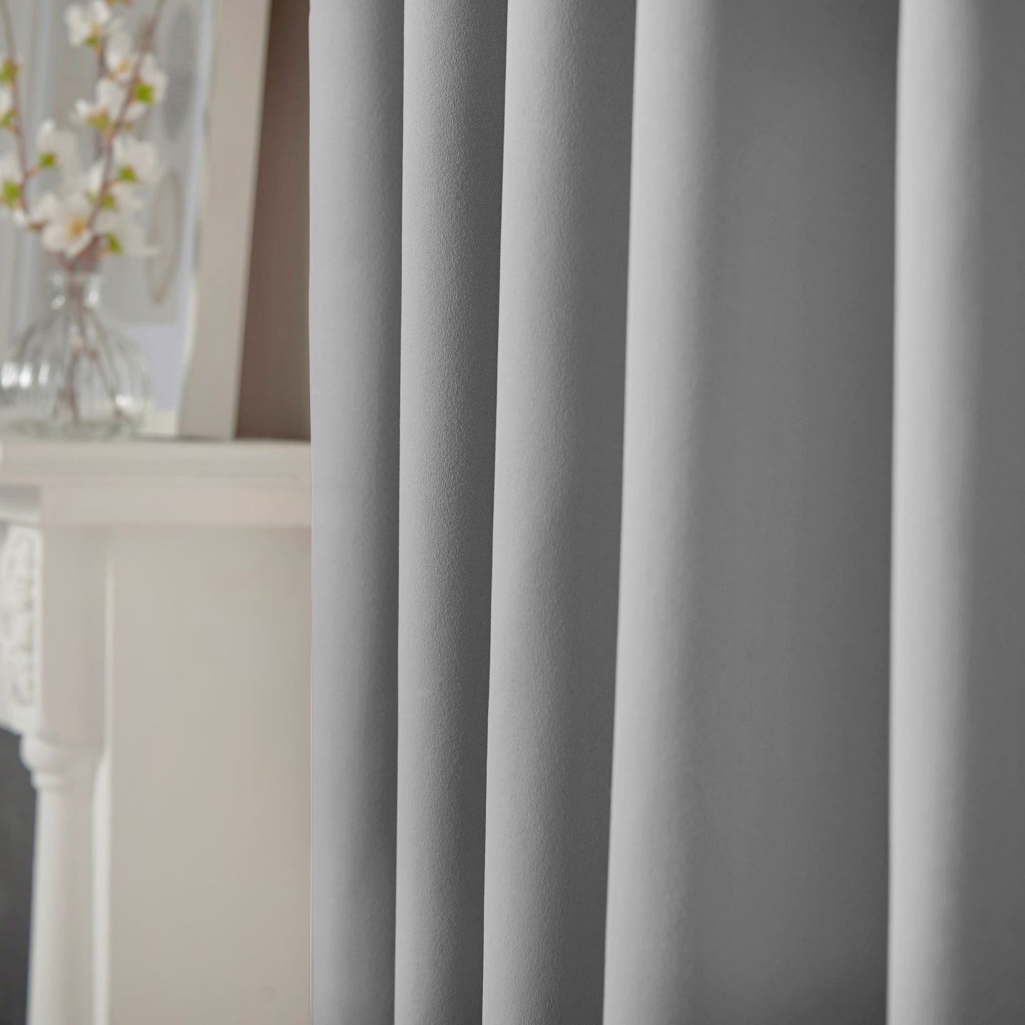 Eclipse Soft Touch Blockout Eyelet Curtains - Silver