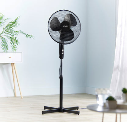 Lewis's 16" Black Stand Fan With Push Button Controls & Adjustable Tilt Head