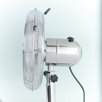 LEWIS'S 3 Speed Desk Fan with Tiltable Head - Oscillating Fan - Electric Fan, Table Fan, Desk Fans, Air Con Fan, Fans, Air Circulator Fan, Desk Fan 12 Inch (Chrome, 12 Inch)