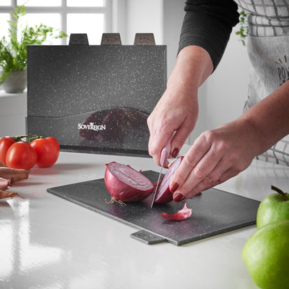 Sovereign Stone Index Chopping Board Set with Holder