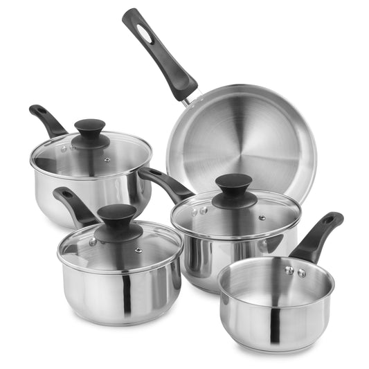 Lewis's 5 Piece Stainless Steel Pan Set with Bakelite Handle & Knob Home Kitchen