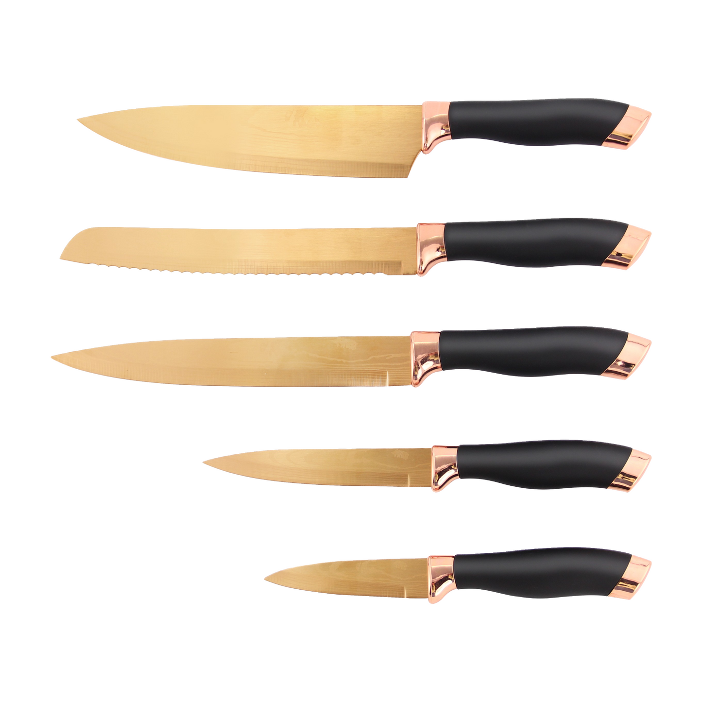 Lewis's 6 Piece Rose Gold Knife Set with Stand