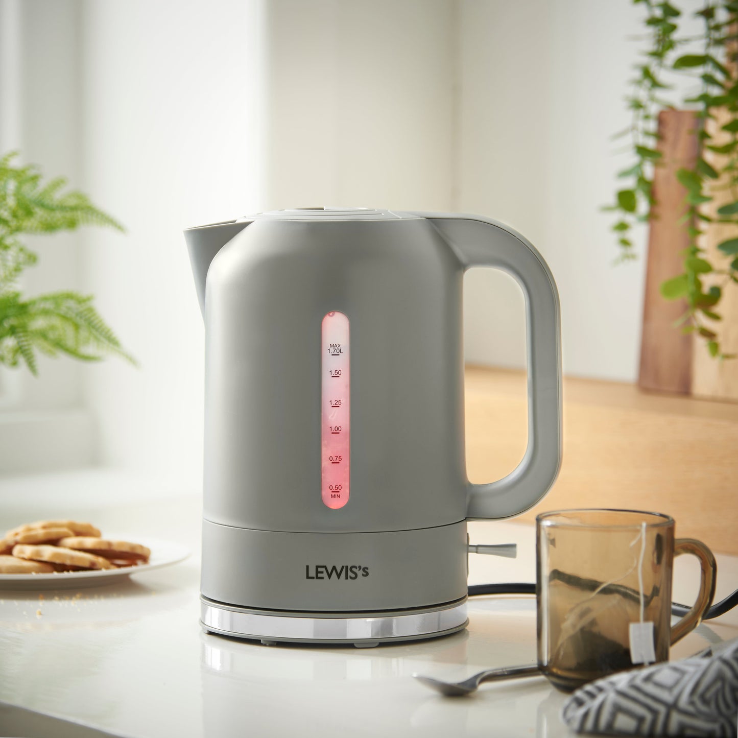 Lewis's Manhattan Jug Kettle 1.7L 3KW - Grey