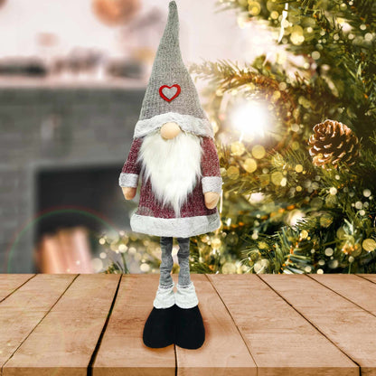 Christmas Sparkle Standing Gnome Santa Extendable 120cm in Red and Grey