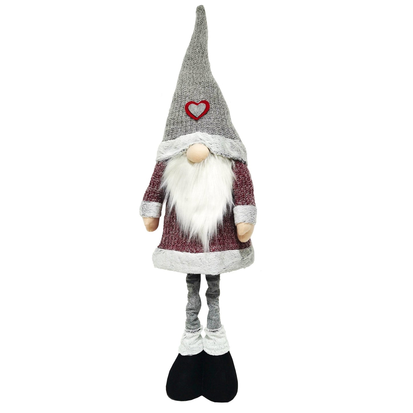 Christmas Sparkle Standing Gnome Santa Extendable 120cm in Red and Grey