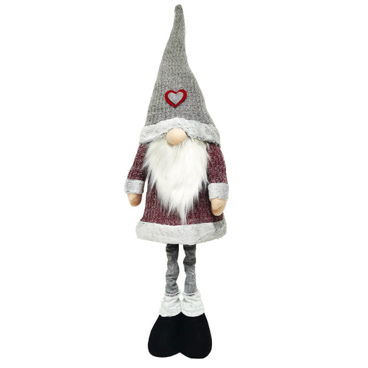 Christmas Sparkle Standing Gnome Santa Extendable 120cm in Red and Grey