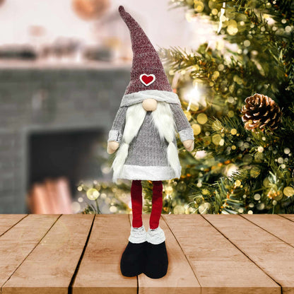 Christmas Sparkle Standing Gnome Mrs Claus Extendable 120cm in Red and Grey