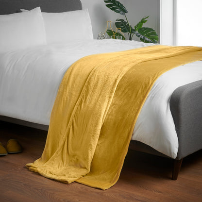 Super Soft Flannel Throw - Mustard