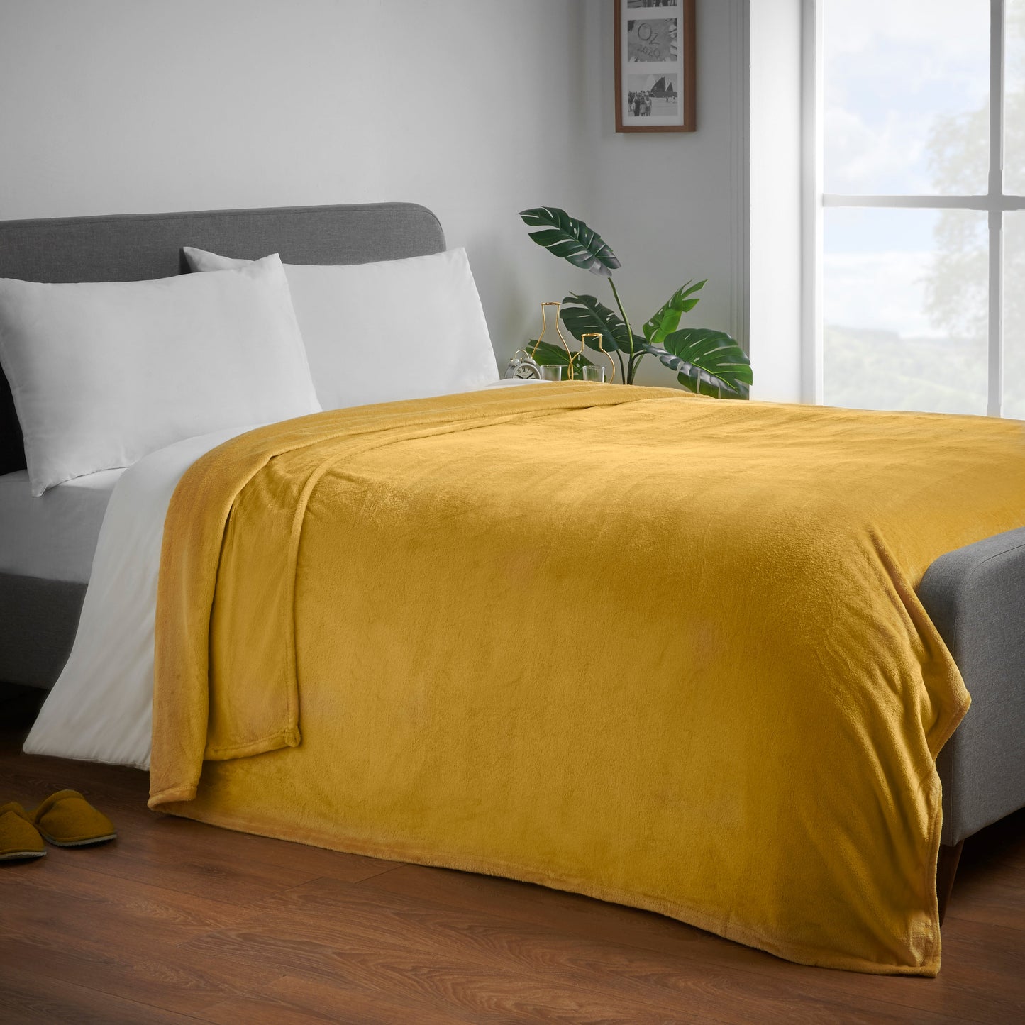 Super Soft Flannel Throw - Mustard