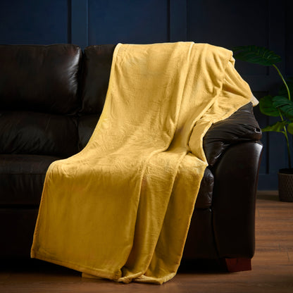 Super Soft Flannel Throw - Mustard