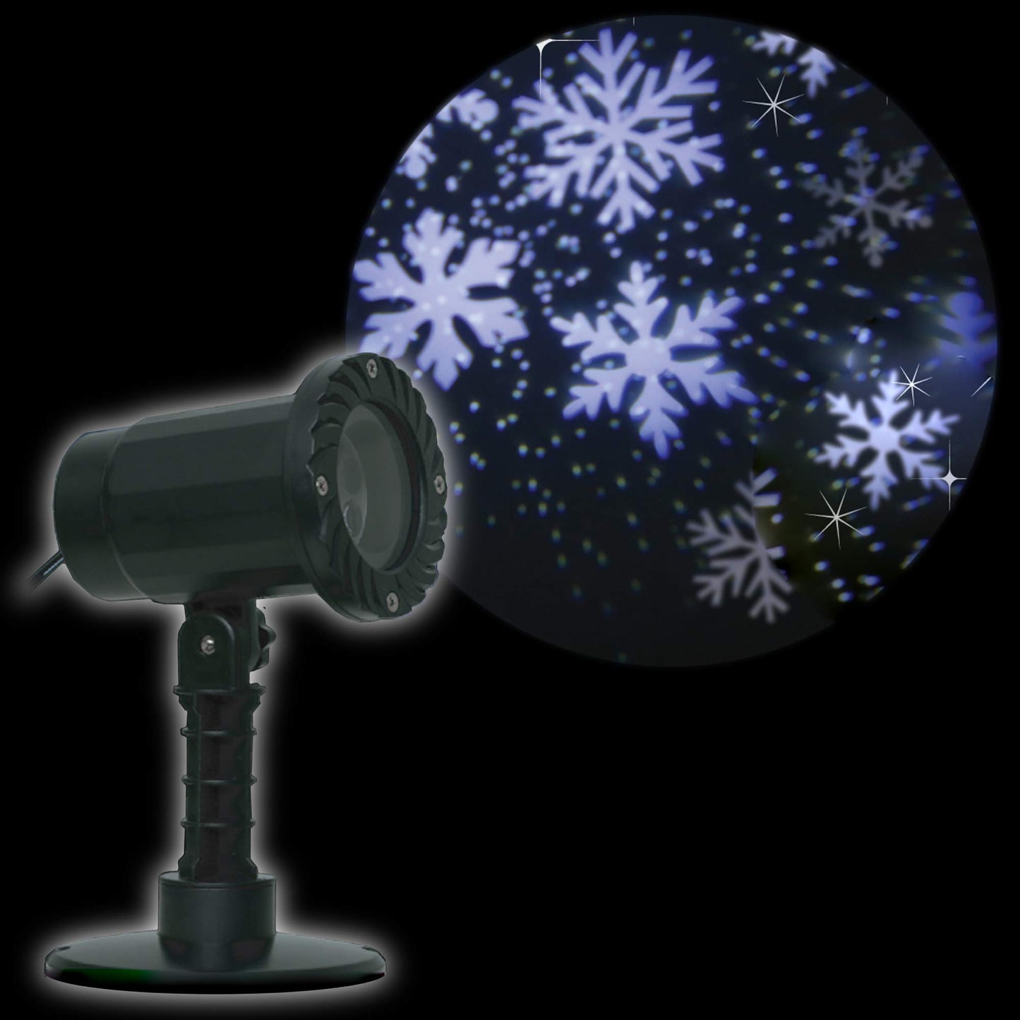 Christmas Sparkle Projector Snowflake and Snow Dot Light for Indoor and Outdoor Use - White