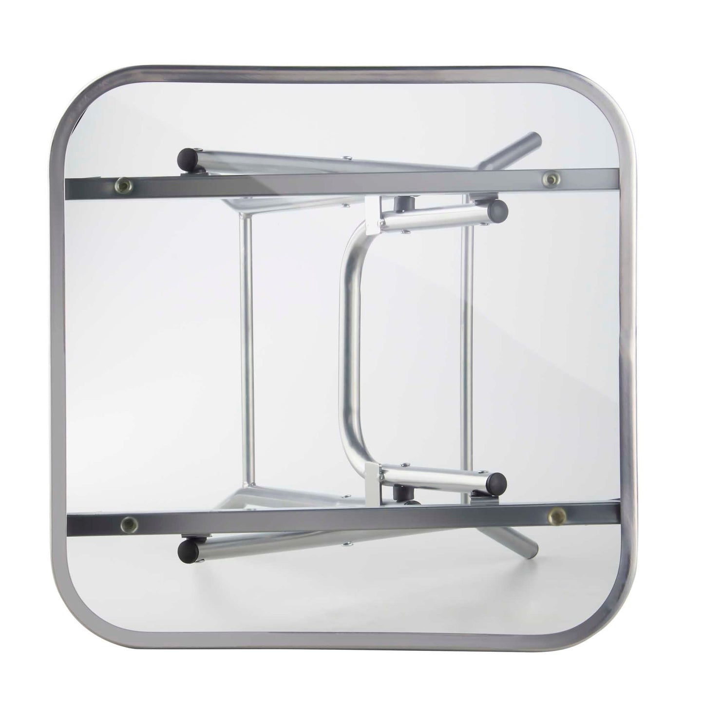 Silver & Stone Folding Side Table with Glass Top 40cm x 40cm x 46cm