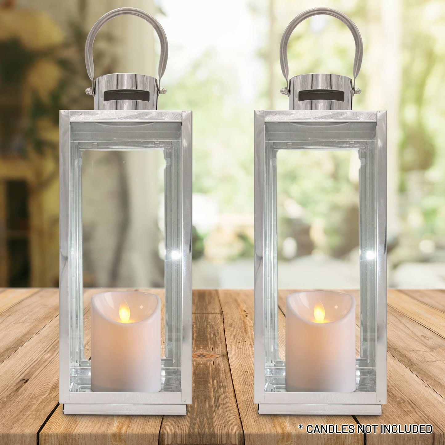 Lewis's Rectangular Lanterns Candle Holders Set of 2 Large- 17x16x41cm