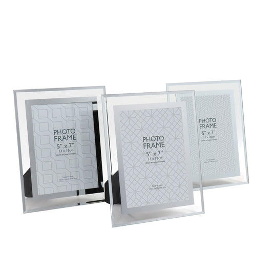 Set of 3 Silver Glass Photo Frame- 5X7