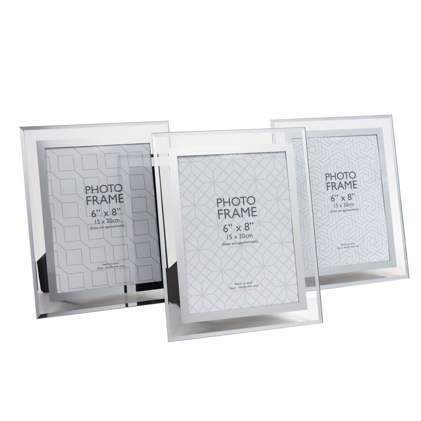 Set of 3 Silver Glass Photo Frame- 6X8